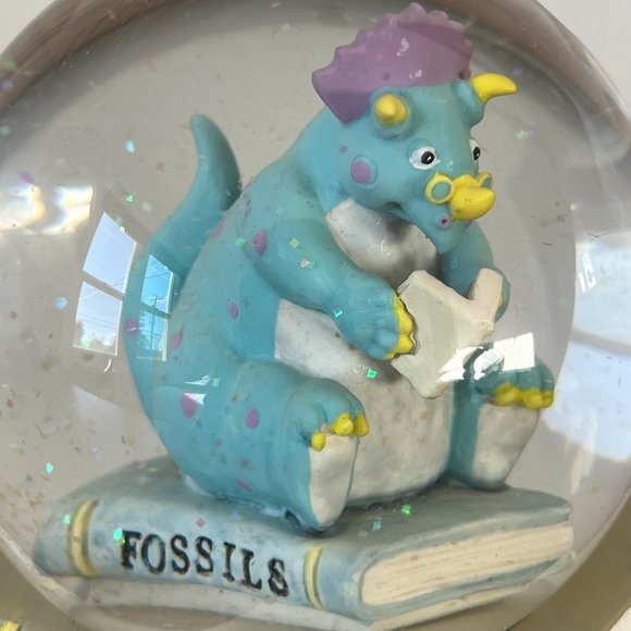 San Francisco Music Box Company Reading Dinosaur Glitter Snow Globe 1993 Books - Picture 6 of 14